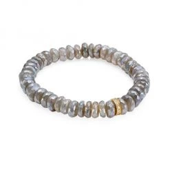 Sydney Evan 14K Yellow Gold, Diamond & Mystic Labradorite Rondelle Beaded Bracelet