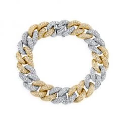 Sydney Evan 14K Yellow Gold, White Gold & Pavé Diamond Alternating Link Bracelet