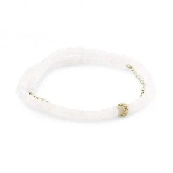 Sydney Evan 14K Yellow Gold, Rainbow Moonstone & Diamond Daisy Rondelle Beaded Choker Necklace