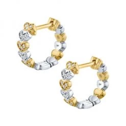 Sydney Evan 14K Two-Tone Gold & Diamond Heart Huggie Hoop Earrings