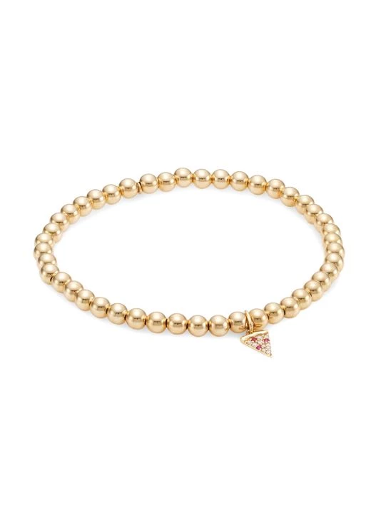 Sydney Evan 14K Yellow Gold, Diamond & Ruby Pizza Charm Bracelet 3 Sydney Evan 14K Yellow Gold, Diamond & Ruby Pizza Charm Bracelet