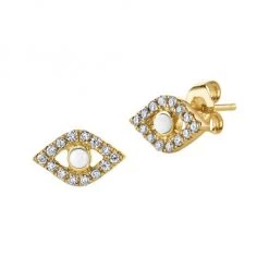Sydney Evan 14K Yellow Gold, Diamond & Pearl Evil Eye Stud Single Earring