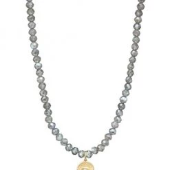 Sydney Evan 14K Yellow Gold, Labradorite & Diamond Evil Eye Charm Beaded Necklace