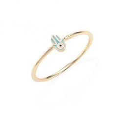 Sydney Evan Mini Hamsa Enamel & 14K Yellow Gold Ring