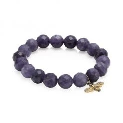 Sydney Evan 14K Yellow Gold, Diamond & Iolite Bee Charm Beaded Bracelet