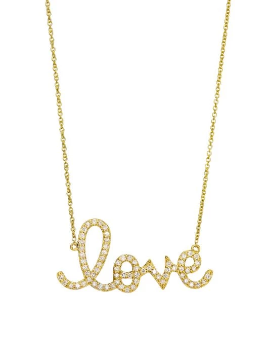 Sydney Evan Diamond And 14K Yellow Gold Large Love Pendant Necklace 3 Sydney Evan Diamond And 14K Yellow Gold Large Love Pendant Necklace