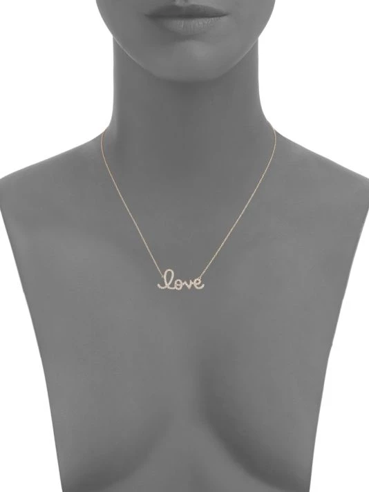 Sydney Evan Diamond And 14K Yellow Gold Large Love Pendant Necklace 4 Sydney Evan Diamond And 14K Yellow Gold Large Love Pendant Necklace - Image 2