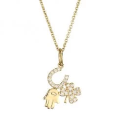 Sydney Evan 14K Yellow Gold & Diamond Luck And Protection Trio Pendant Necklace