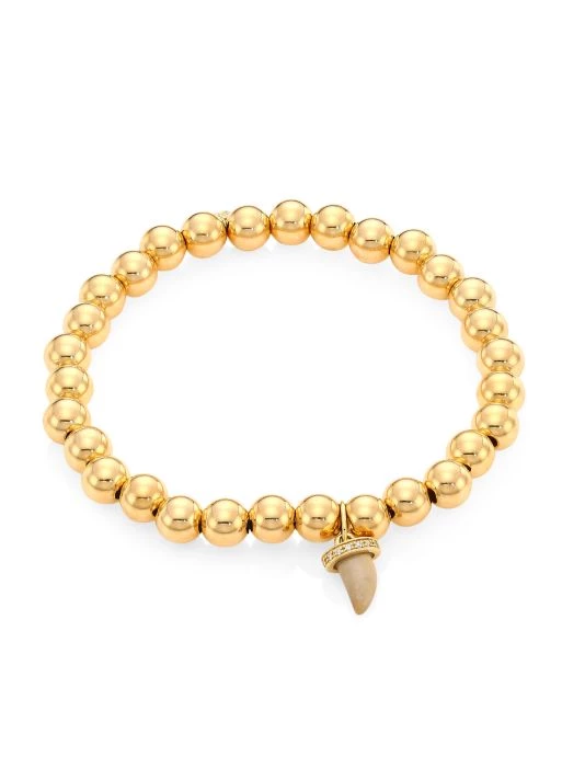 Sydney Evan 14K Yellow Gold & Diamond Wood Horn Charm Beaded Bracelet 3 Sydney Evan 14K Yellow Gold & Diamond Wood Horn Charm Beaded Bracelet