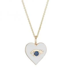 Sydney Evan 14K Yellow Gold, Sapphire & Enamel Heart Pendant Necklace