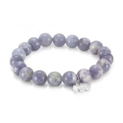 Sydney Evan 14K White Gold, Diamond & Iolite Small Elephant Beaded Bracelet