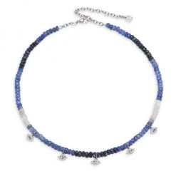 Sydney Evan 14K White Gold, Diamond & Sapphire Evil Eye Beaded Choker