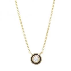 Sydney Evan Diamond, Enamel & 14K Yellow Gold Single Stone Pendant Necklace
