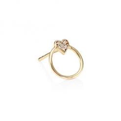 Sydney Evan 14K Yellow Gold & Diamond Circle Heart Stud Earring
