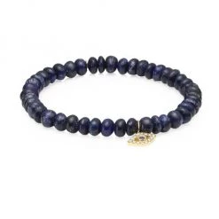 Sydney Evan Sapphire, Diamond & 14K Gold Rondelle Bezel Eye Bracelet