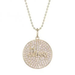 Sydney Evan 14K Yellow Gold & Pavé Diamond Love Script Charm Necklace