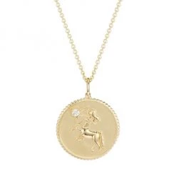Sydney Evan 14K Yellow Gold & Diamond Large Sagittarius Medallion Pendant Necklace