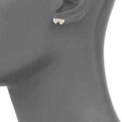 Sydney Evan Small Double Heart 14K Yellow Gold & Diamond Pavé Heart Single Earring Stud -Sydney Evan Online Shop unnamed file 1135