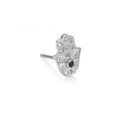 Sydney Evan Single Diamond, Sapphire & 14K White Gold Hamsa Stud Earring
