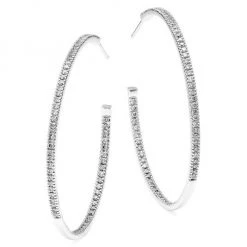 Sydney Evan 14K White Gold & Diamond Pave Hoop Earrings