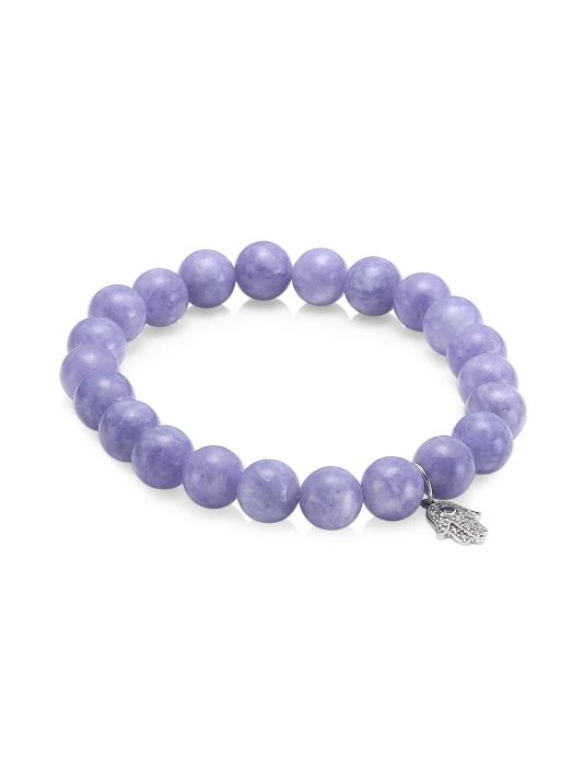 Sydney Evan 14K White Gold, Diamond, Sapphire & Tanzanite Hamsa Charm Beaded Bracelet 3 Sydney Evan 14K White Gold, Diamond, Sapphire & Tanzanite Hamsa Charm Beaded Bracelet