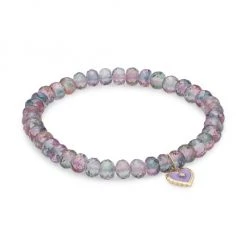 Sydney Evan 14K Yellow Gold, Rainbow Mystic Quartz & Diamond Heart Charm Bracelet