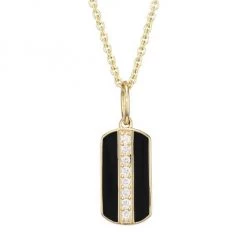 Sydney Evan Diamond, Black Enamel & 14K Yellow Dog Tag Pendant Necklace
