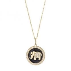 Sydney Evan Pavé Diamond & 14K Yellow Gold Enamel Elephant Pendant Necklace