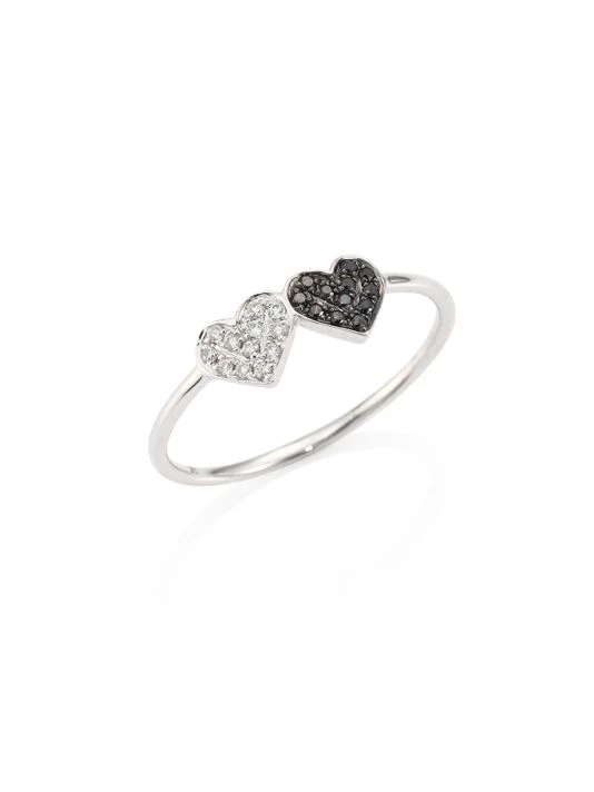 Sydney Evan Small Pavé Double Heart Diamond & 14K White Gold Ring 3 Sydney Evan Small Pavé Double Heart Diamond & 14K White Gold Ring