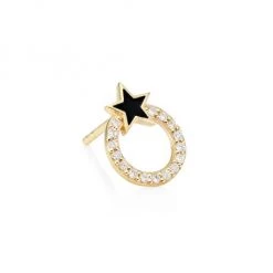 Sydney Evan 14K Yellow Gold, Diamond & Enamel Star Circle Stud Earring
