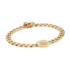 Sydney Evan 14K Yellow Gold & Diamond Marquis Eye Coin Link Bracelet