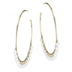 Sydney Evan 14K Yellow Gold & 4MM White Pearl Large Hoop Earrings