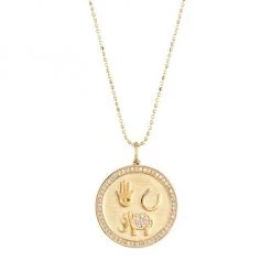 Sydney Evan 14K Yellow Gold & Diamond Luck And Protection Coin Charm Necklace