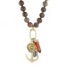 Sydney Evan Wood Bead & Diamond Charm Long Necklace