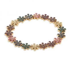 Sydney Evan 14K Yellow Gold & Gemstone Rainbow Daisy Eternity Bracelet