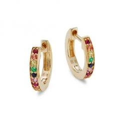 Sydney Evan Rainbow Sapphire Huggie Hoop Earrings
