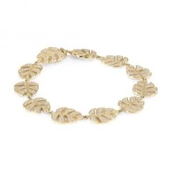 Sydney Evan 14K Yellow Gold & Diamond Large Monstera Leaf Bracelet