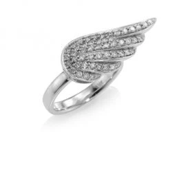 Sydney Evan 14K White Gold Angel Wing Diamond Ring
