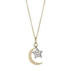 Sydney Evan 14K Gold Diamond Moon & Star Pendant Necklace