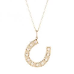 Sydney Evan 14K Yellow Gold & Diamond Horseshoe Pendant Necklace