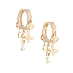 Sydney Evan 14K Yellow Gold Huggie Hoop Charm Earrings