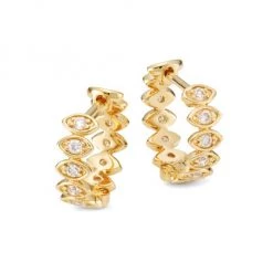 Sydney Evan 14K Yellow Gold & Diamond Evil Eye Huggie Hoop Earrings