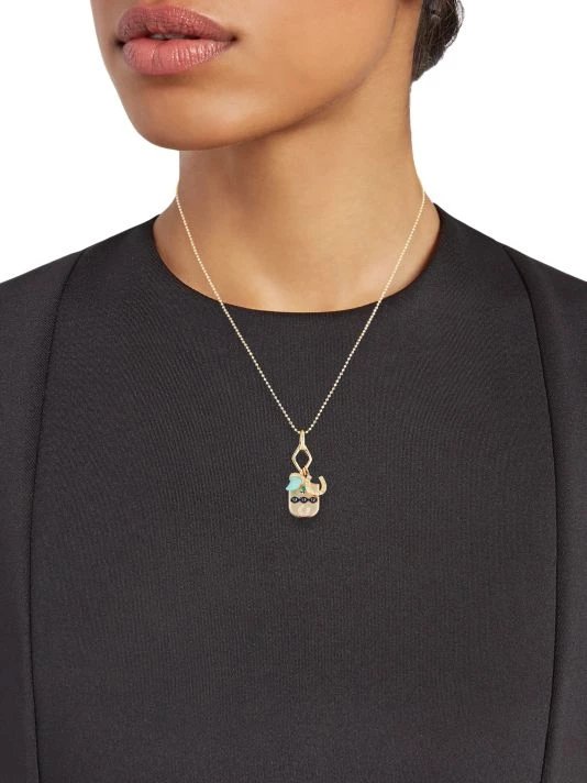 Sydney Evan 14K Yellow Gold, Diamond & Turquoise Mixed-Charm Necklace 4 Sydney Evan 14K Yellow Gold, Diamond & Turquoise Mixed-Charm Necklace - Image 2