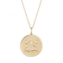Sydney Evan 14K Yellow Gold & Diamond Large Gemini Medallion Pendant Necklace