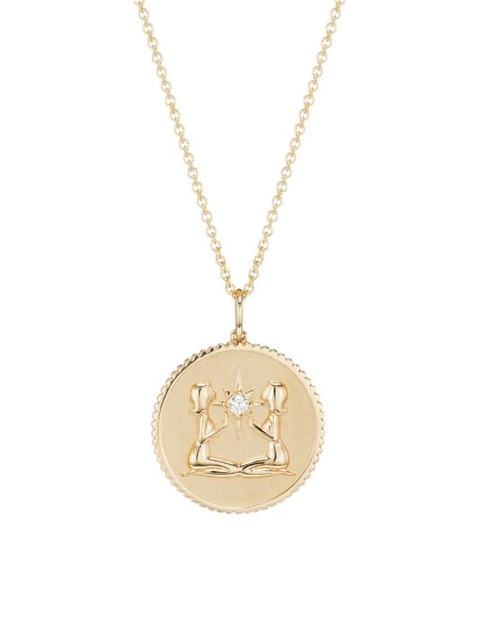 Sydney Evan 14K Yellow Gold & Diamond Large Gemini Medallion Pendant Necklace 3 Sydney Evan 14K Yellow Gold & Diamond Large Gemini Medallion Pendant Necklace