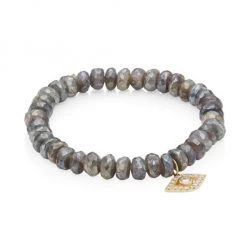 Sydney Evan 14K Yellow Gold, Mystic Labradorite & Diamond Evil Eye Charm Bracelet