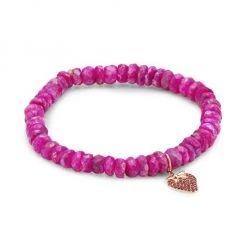 Sydney Evan 14K Yellow Gold, Mystic Red Moonstone & Ruby Strawberry Charm Bracelet