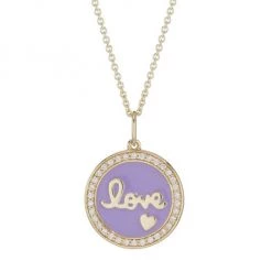 Sydney Evan 14K Yellow Gold & Diamond 'Love' Medallion Pendant Necklace