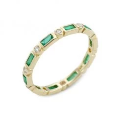 Sydney Evan 14K Yellow Gold, Emerald, & Diamond Eternity Ring