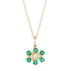 Sydney Evan 14K Yellow Gold, Emerald, & Diamond Evil-Eye Pendant Necklace